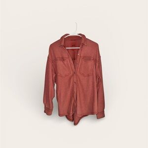 Aerie Red Oversized Button-Up Shirt